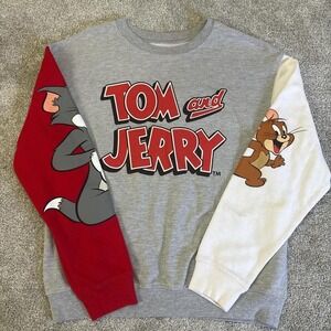 Tom and Jerry Long Sleeve Crewneck Medium Cartoon Graphic Shirt Sleeve Hits